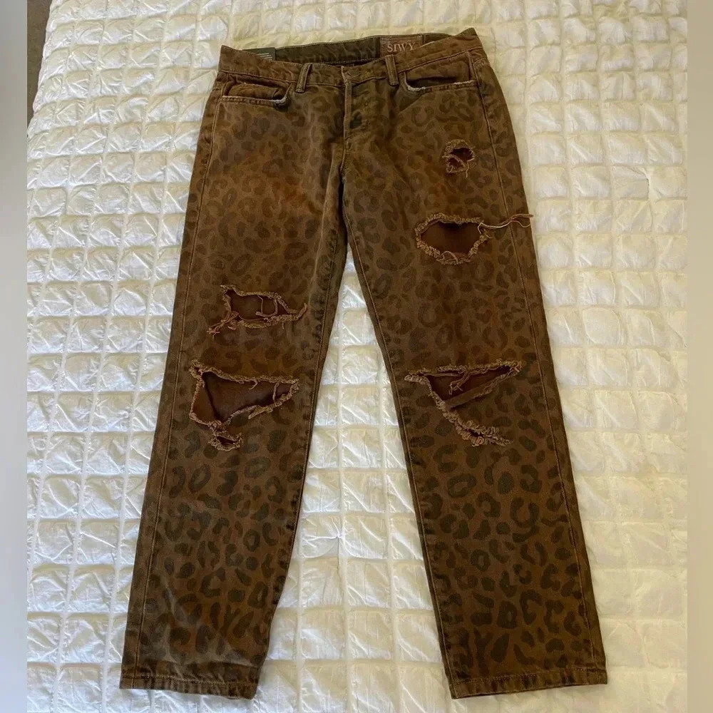 Siwy leopard distressed denim